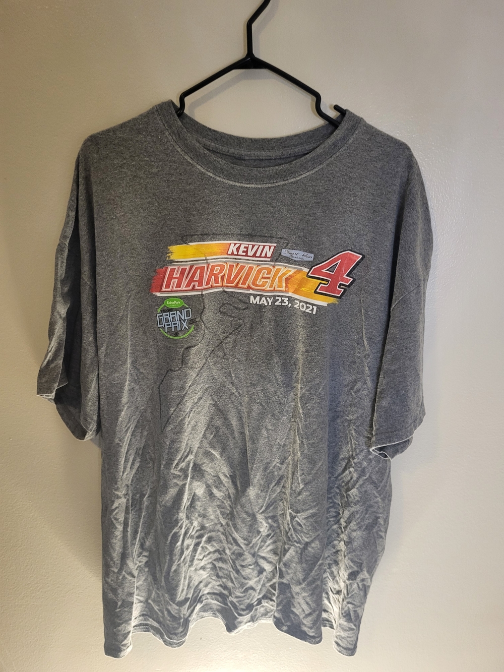 Kevin Harvick Gray Graphic Kids T‑Shirt - 4 Racing Logo